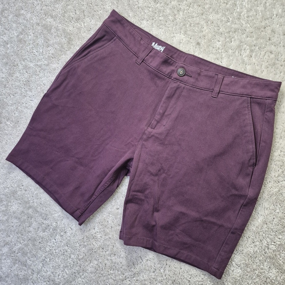 Mugsy Ports Chino Shorts Mens 36 Burgundy Red Stretch Comfort Preppy Golf Casual